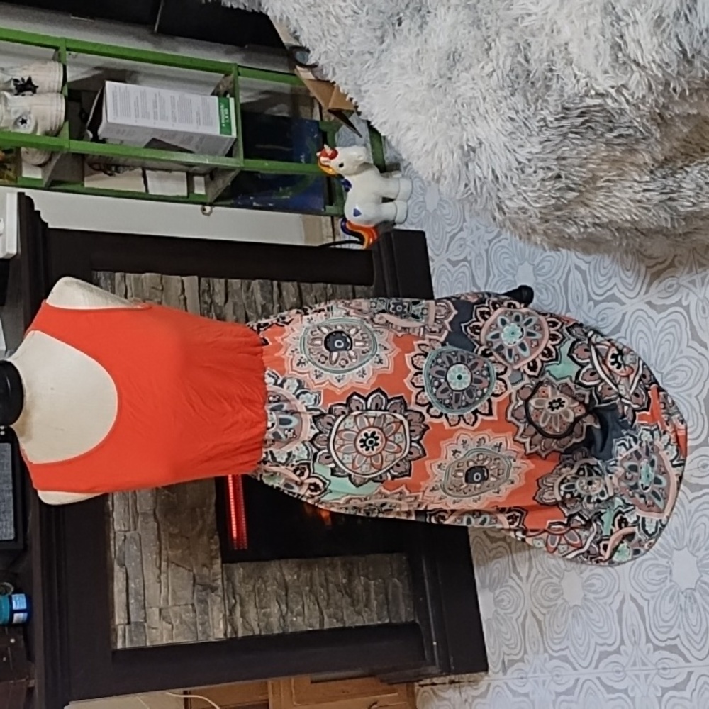 Womens dress Halter sleeveless maxi ZATTCAS sz XL Rayon Spandex